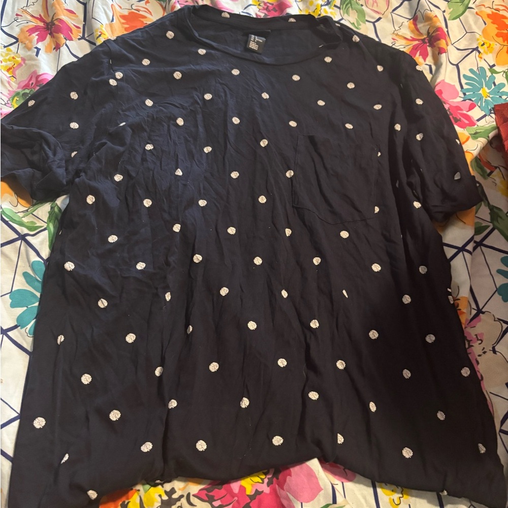 H&M Black Polka Dot Short Sleeve Top